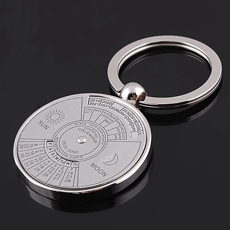 Perpetual Calendar Key Ring Unique Compass Metal Keychain Gift