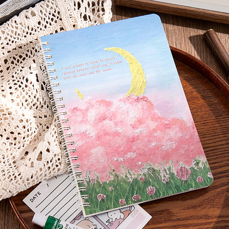 4pcs Painting Scenery A5 Coil Student Diary Stationery Notepad