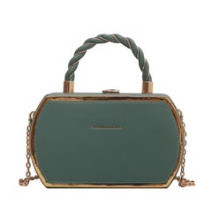 Metal Chain Satchel Crossbody Bag PU Leather Top Handle Bag Purse