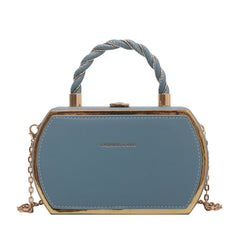 Metal Chain Satchel Crossbody Bag PU Leather Top Handle Bag Purse