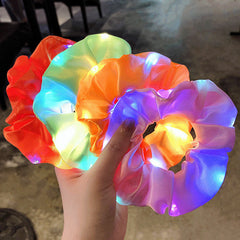 Y2K Luminous Scrunchies Hair Tie Colorful Hair Rope Light Up Hair Ring