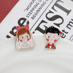 Creative Bride & Groom Baked Paint Alloy Emblem Accessory For Men