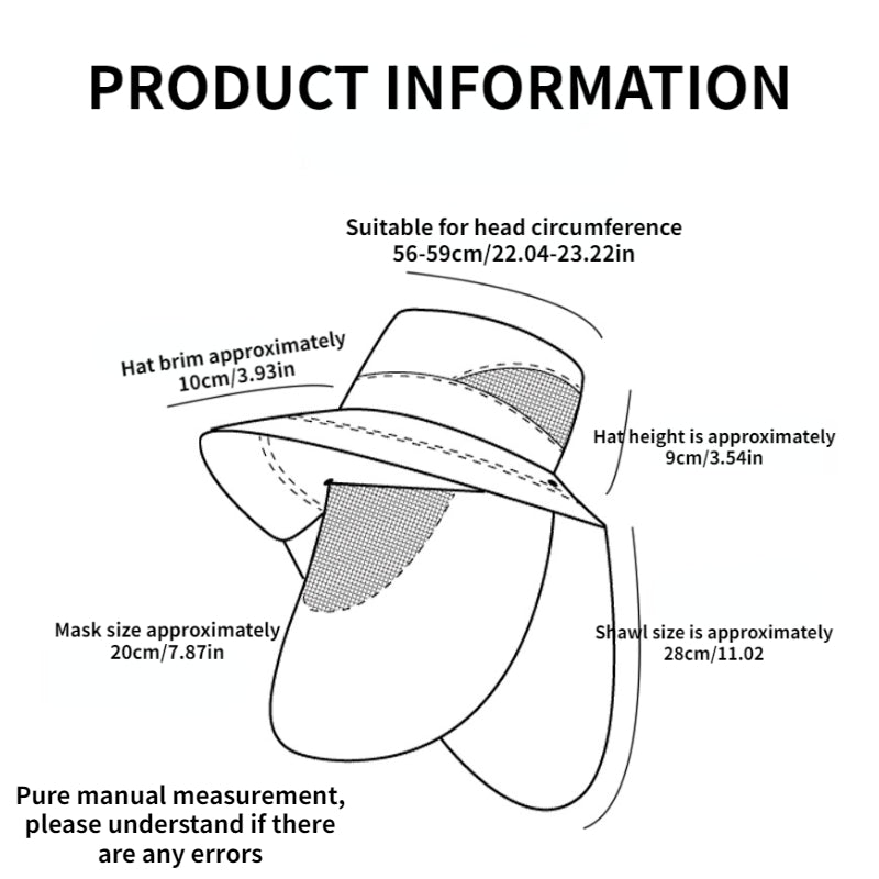 Mesh Sun Hat With Neck Gaiter Breathable Mask Quick Dry Boonie Hat