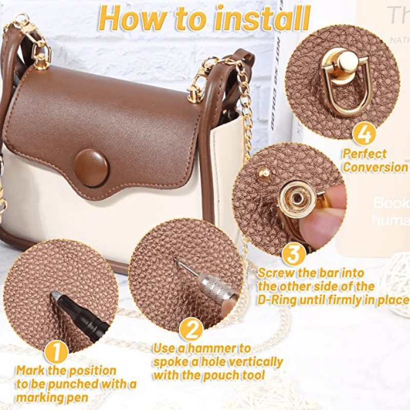 4pcs Copper Zipper Transform Buckles DIY Handbag Repair Kit