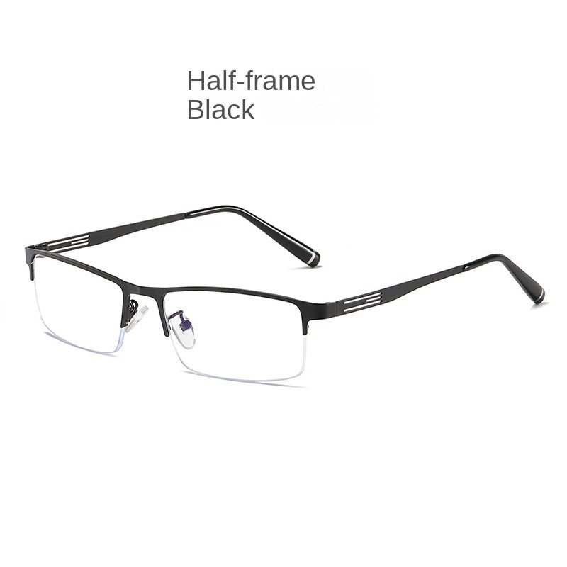 Men's Metal Half Frame Glasses Lightweight Durable with Case