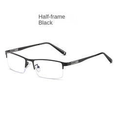 Men's Metal Half Frame Glasses Lightweight Durable with Case