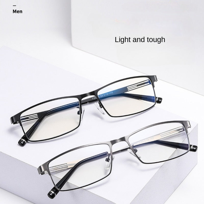 Men's Metal Half Frame Glasses Lightweight Durable with Case