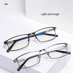Men's Metal Half Frame Glasses Lightweight Durable with Case