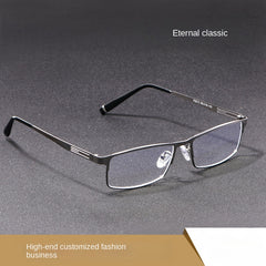 Men's Metal Half Frame Glasses Lightweight Durable with Case