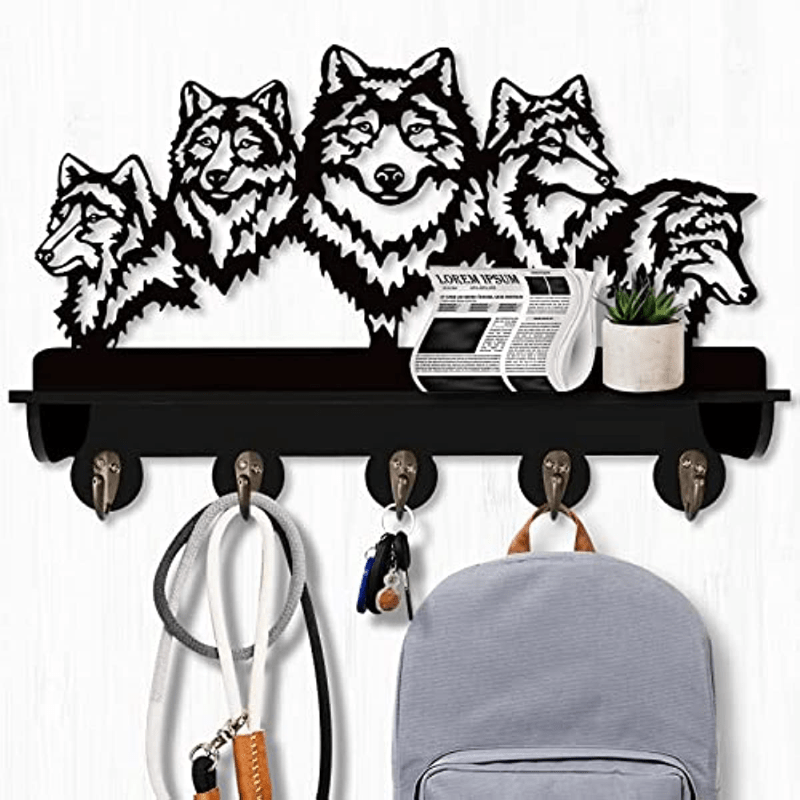 Wolf Wall Hanger Animal Rack Heavy Duty Hooks Hallway Kitchen Office
