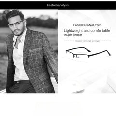 Semi Rimless Men's Business Eyeglasses Lightweight Comfortable