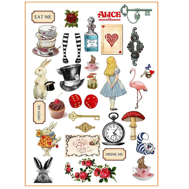 29pcs Adventure Alice Stickers DIY Scrapbooking Arts & Crafts Student Stationery