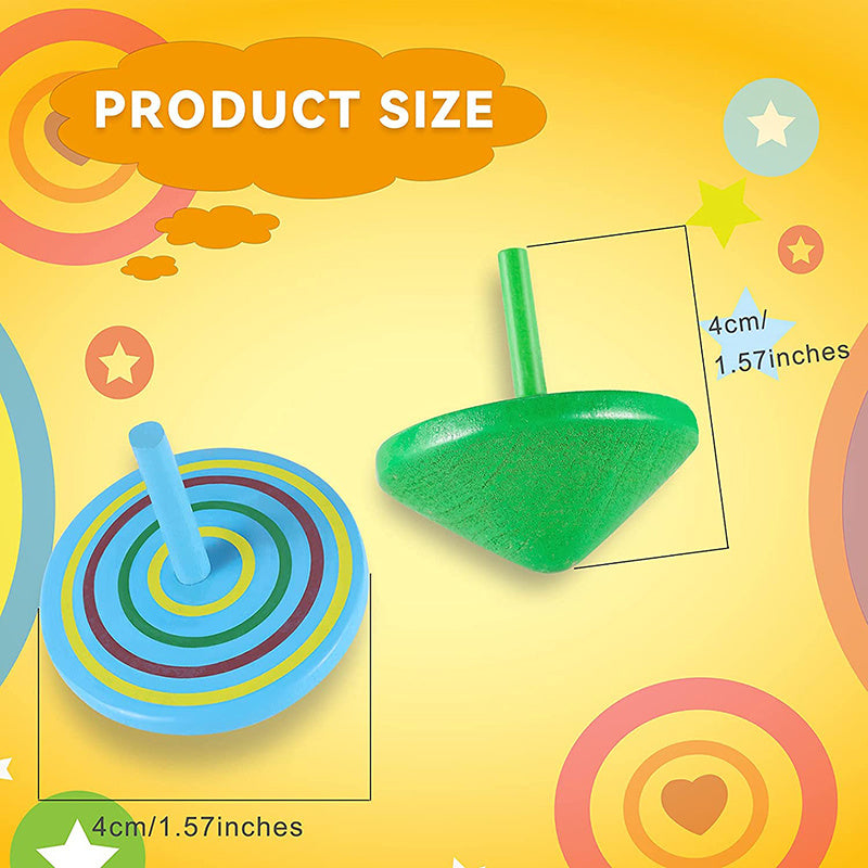 Colorful Organic Wooden Spin Tops For Kids Balance Coordination Skills