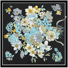 Flower Print Shawl Satin Square Scarf Silk Head Wrap