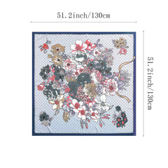 Flower Print Shawl Satin Square Scarf Silk Head Wrap
