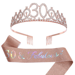 Birthday Party Crown Set Rhinestone Tiara Decoration