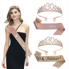 Birthday Party Crown Set Rhinestone Tiara Decoration