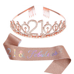 Birthday Party Crown Set Rhinestone Tiara Decoration