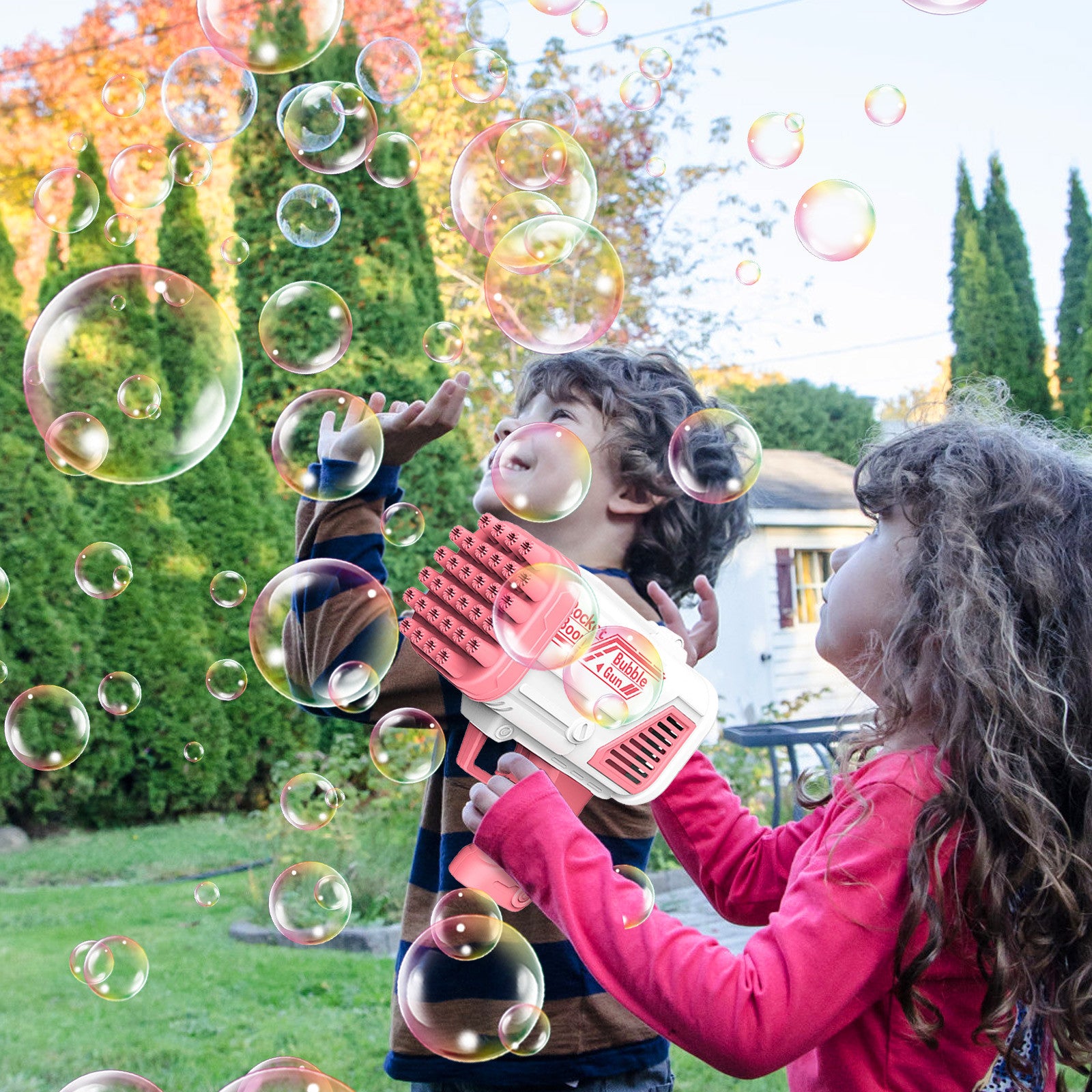 Bubble Gun Colorful Bubble Machine Automatic Soap Rocket Bubble Machine