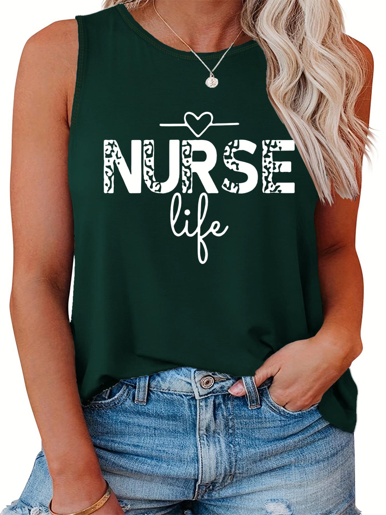  Casual Tank Top Women's Plus Heart & Letter Print Round Neck Tank Top