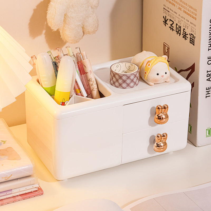 Transparent Pen Holder and Storage Box for Desk Organization