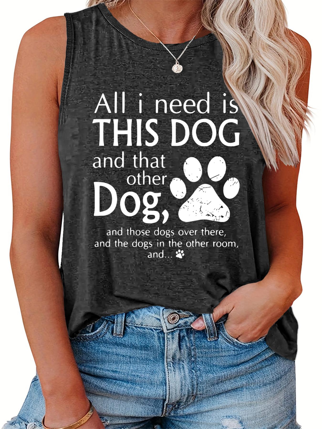  Women's Paw & Slogan Print Tank Top