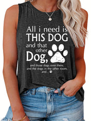  Women's Paw & Slogan Print Tank Top