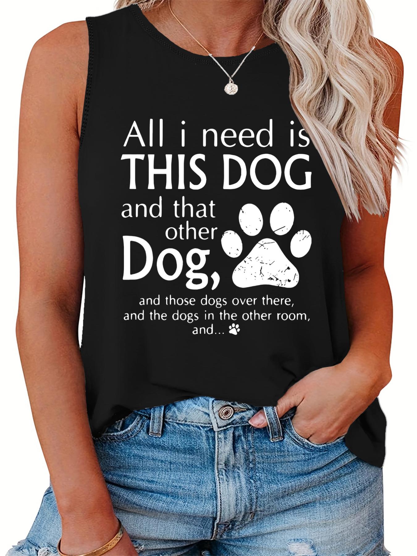  Women's Paw & Slogan Print Tank Top