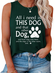  Women's Paw & Slogan Print Tank Top
