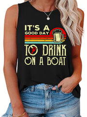  Women's Graphic Print Round Neck Tank Top