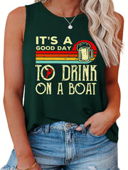  Women's Graphic Print Round Neck Tank Top