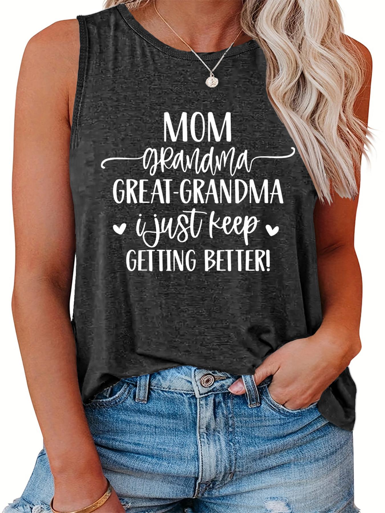  Casual Tank Top Women's Plus Slogan Print Round Neck Tank Top