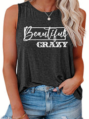  Women's Art Letter Print Tank Top