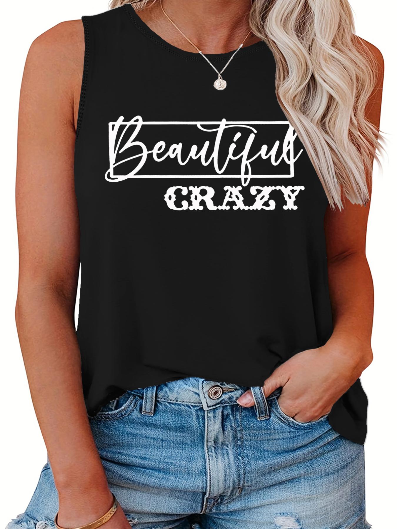  Women's Art Letter Print Tank Top