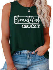  Women's Art Letter Print Tank Top
