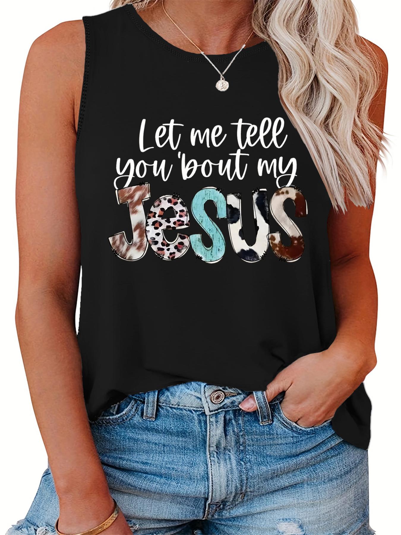  Slogan Print Round Neck Tank Top