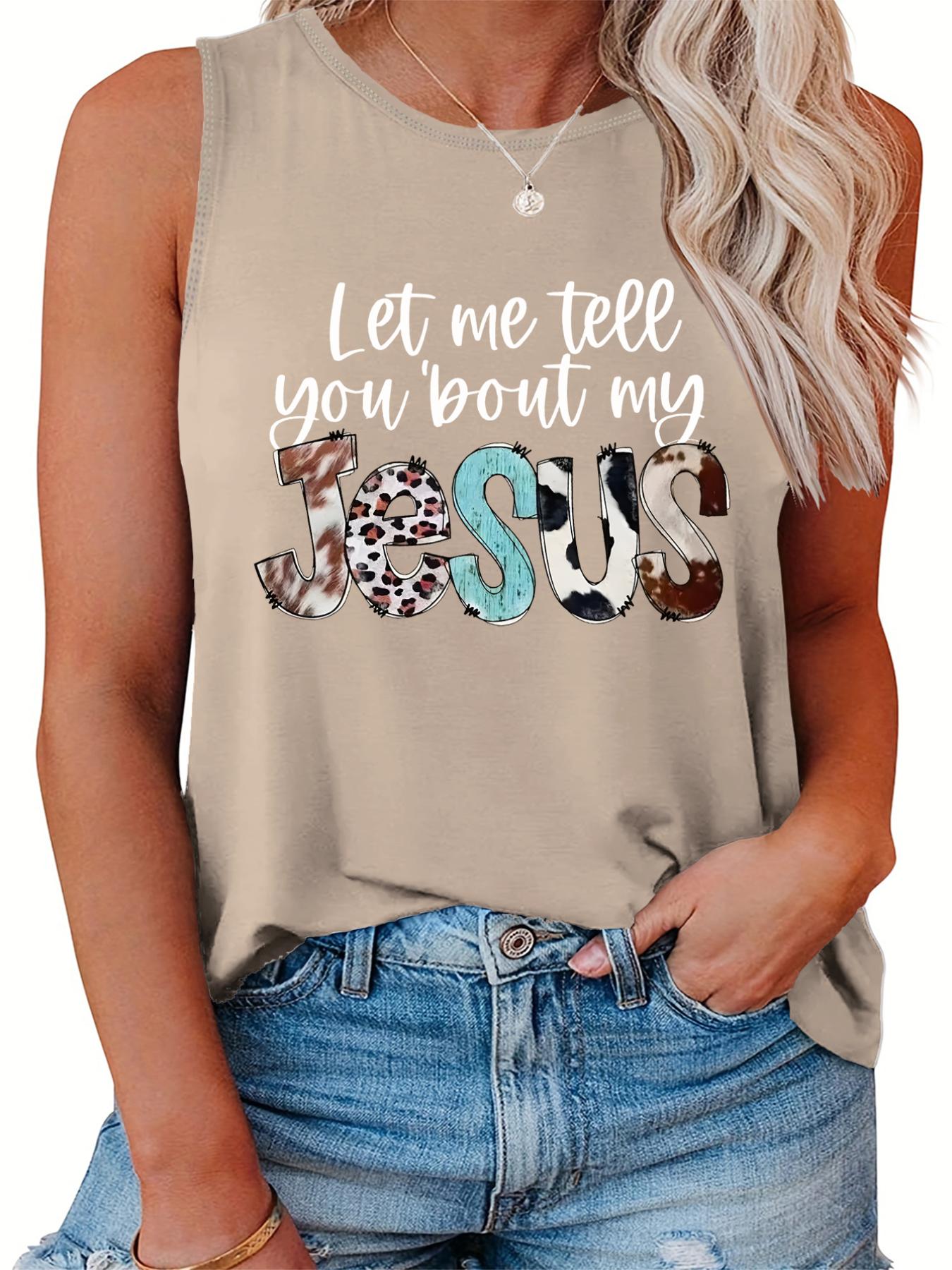  Slogan Print Round Neck Tank Top