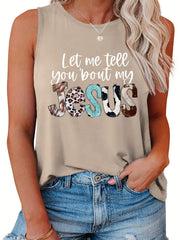  Slogan Print Round Neck Tank Top