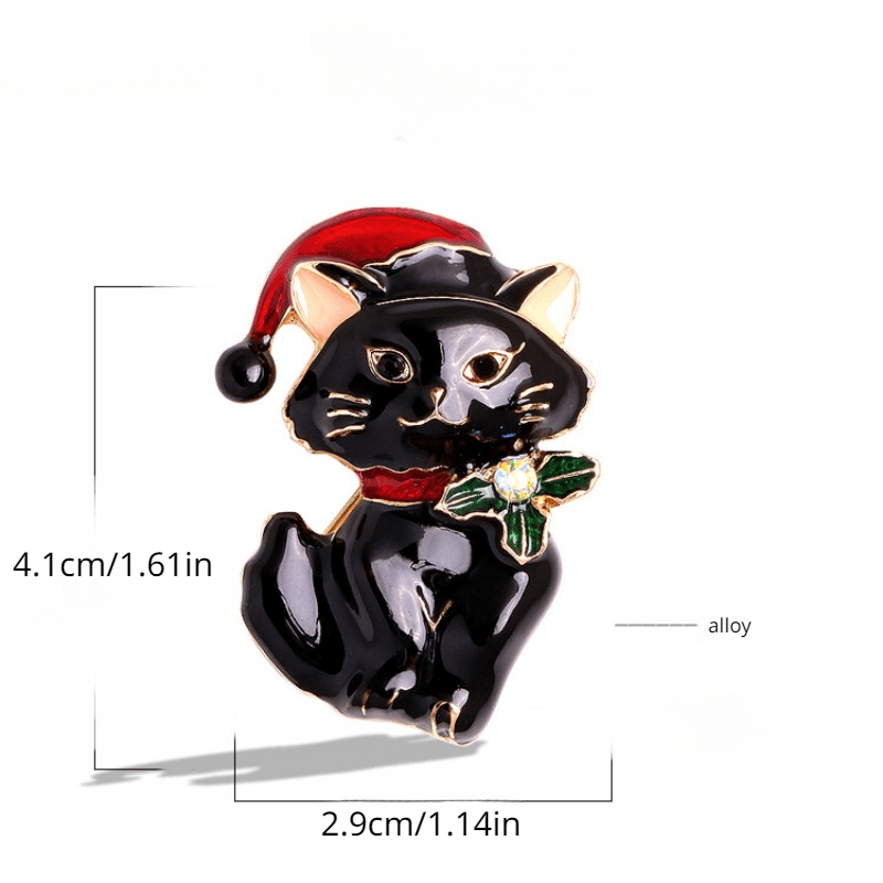 Christmas Cat Brooch Pin Animal Lapel Pin Shirt Suit Cardigan Scarf Buckle