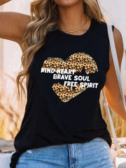Broken Heart Print Tank Top Sleeveless Summer Casual Women's Clothing