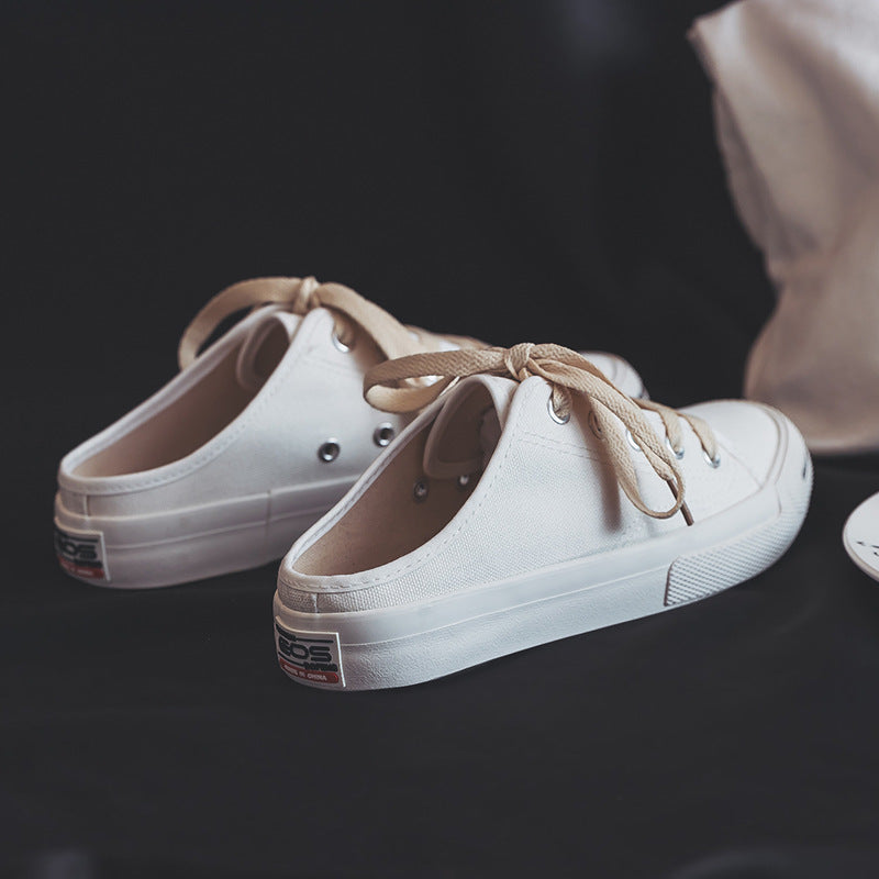 Women's Casual Mule Sneakers Lace Up Slip On Walking Shoes