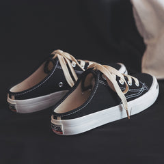 Women's Casual Mule Sneakers Lace Up Slip On Walking Shoes