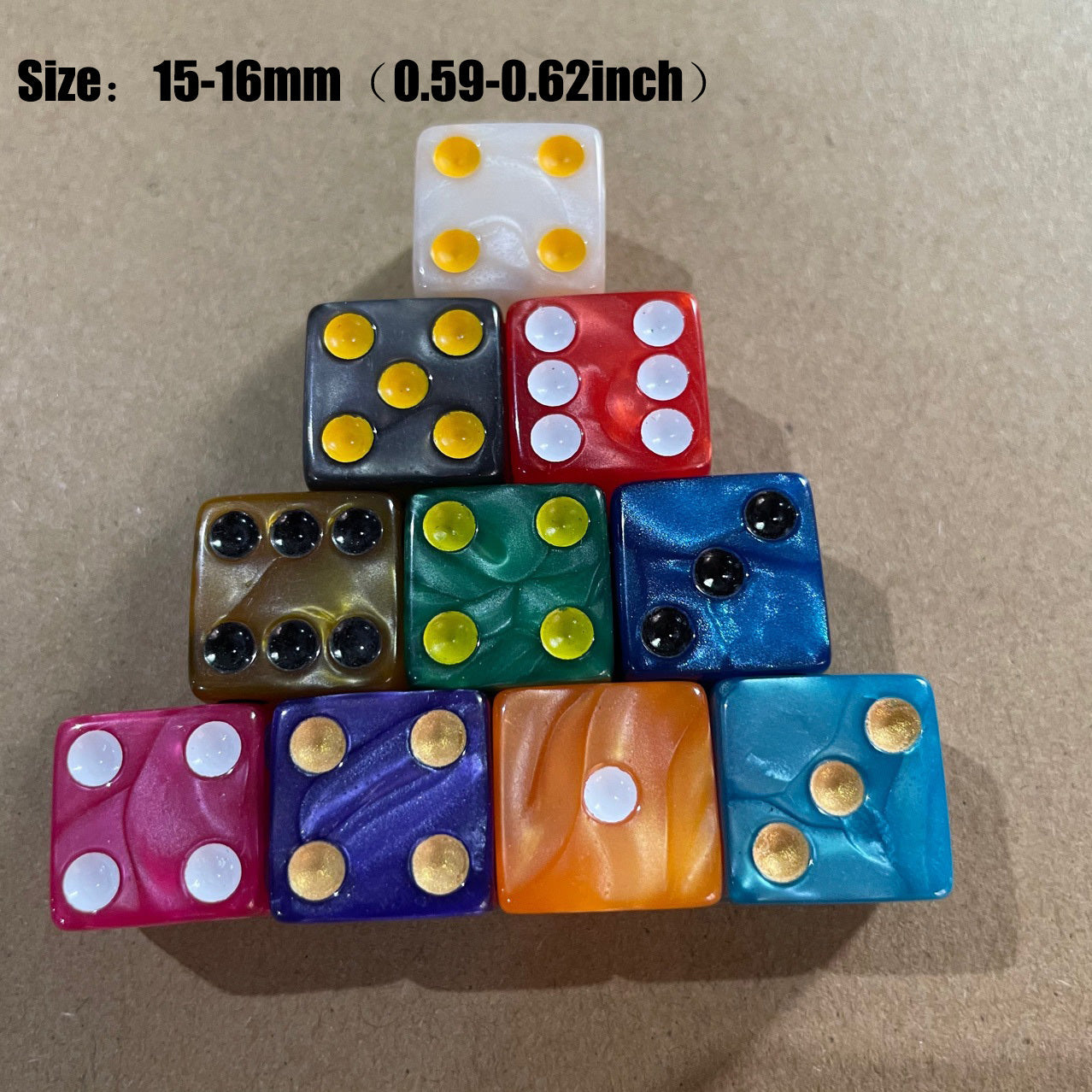 10pcs Large Hole Point Dice Set for Marble Game