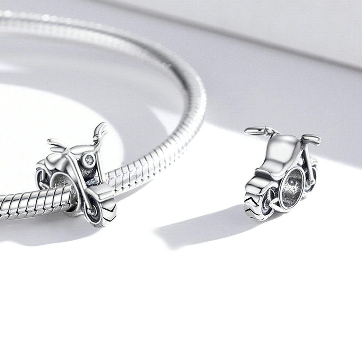 PANPOKI 925 Sterling Silver Motorcycle Style Beads Charms