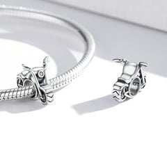 PANPOKI 925 Sterling Silver Motorcycle Style Beads Charms