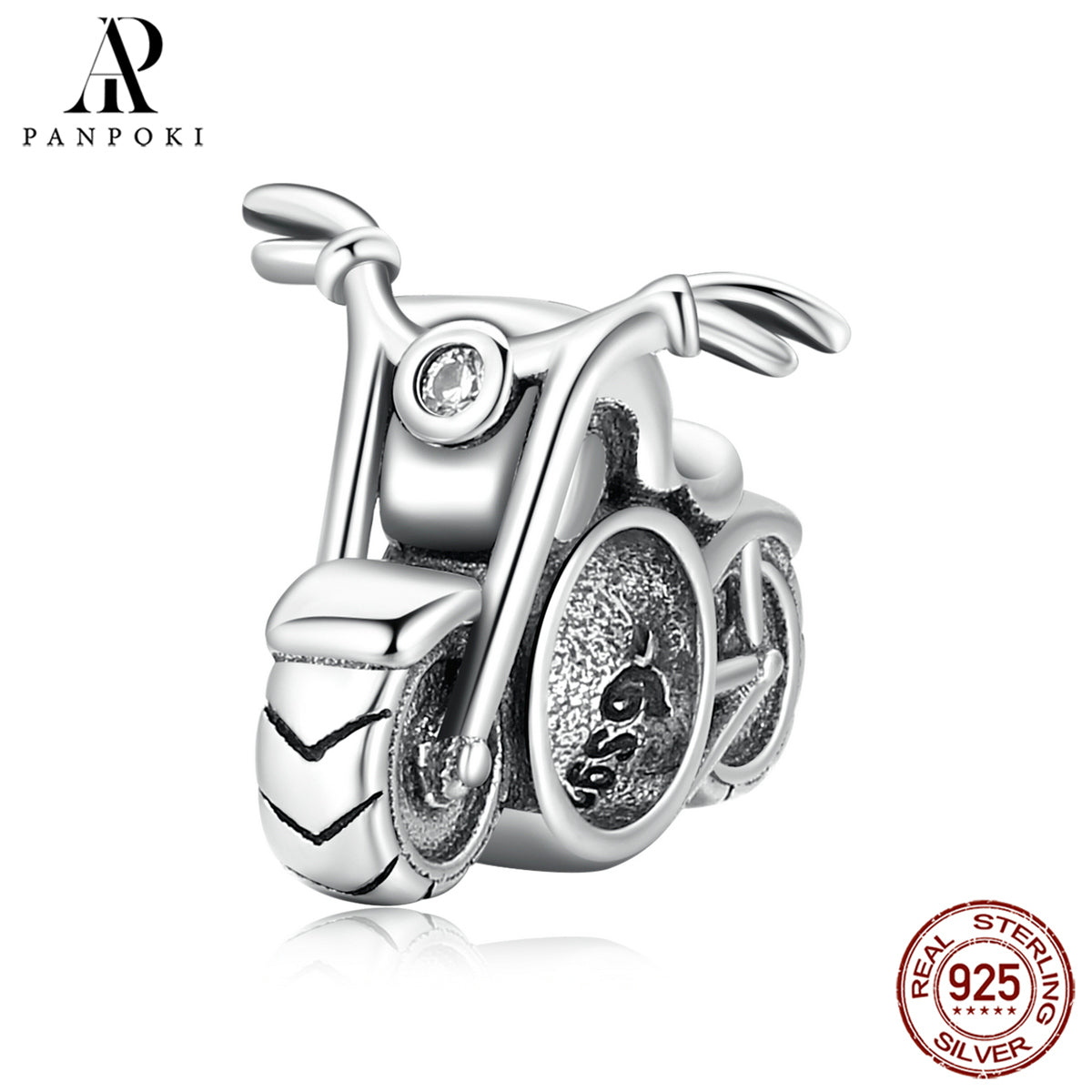 PANPOKI 925 Sterling Silver Motorcycle Style Beads Charms
