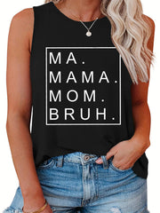  Casual Tank Top Women's Plus Letter Print Tank Top