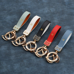 Artificial Diamond Leather Keychain Pendant For Men