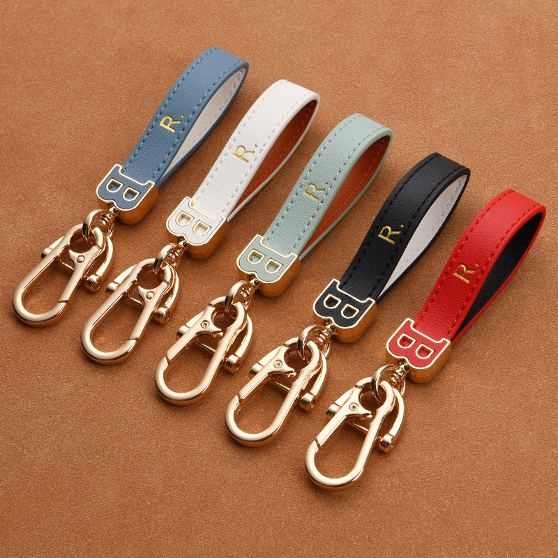 Artificial Diamond Leather Keychain Pendant For Men