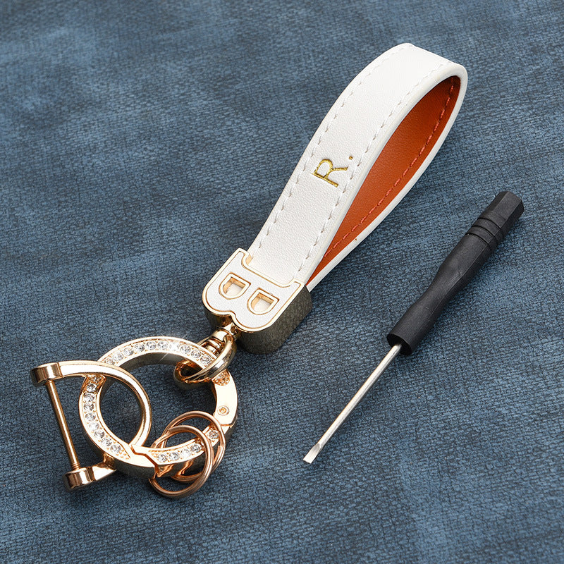 Artificial Diamond Leather Keychain Pendant For Men